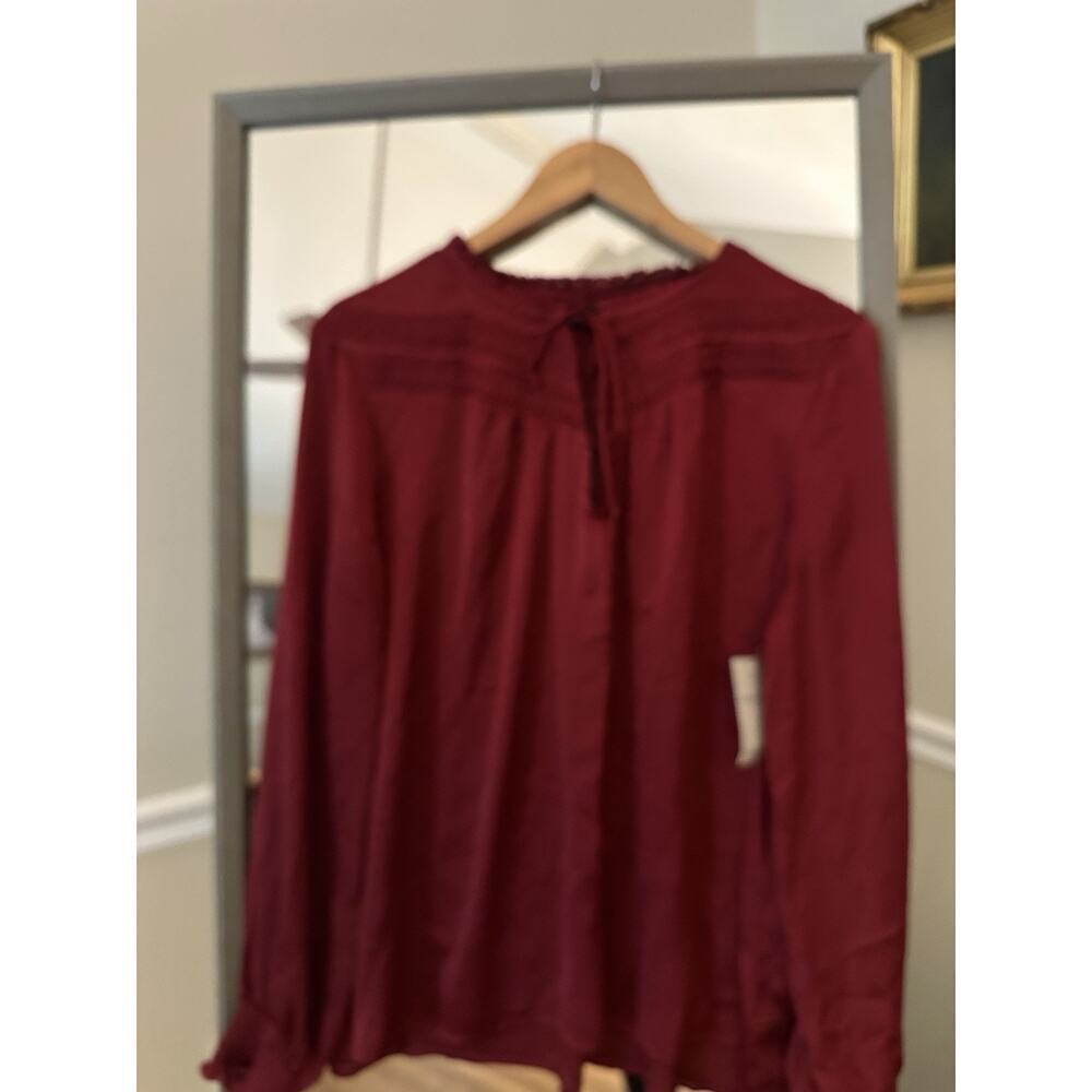 Lucky‎ Brand Sante Fe Embroidered Black Blouse Large